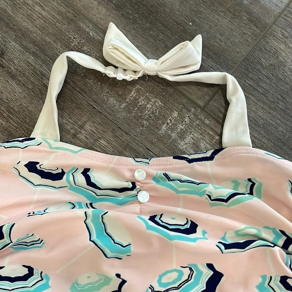 Janie and Jack Pink Blue Umbrella Print Swimsuit 5